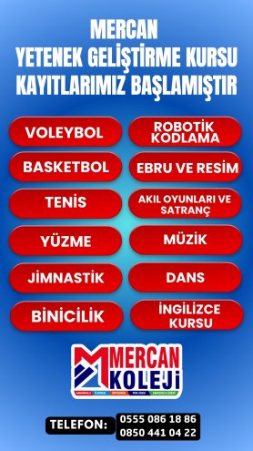 Mercan Yetenek Geliştirme Kurs Kayıtlarımız Avantajlı Fiyatlarla Başladı. Malatya Mercan Koleji